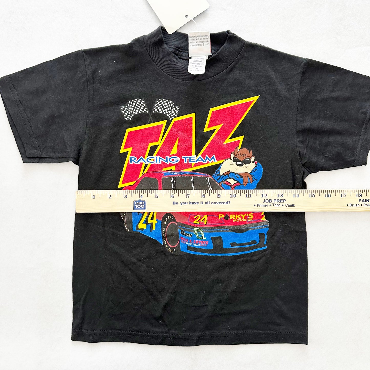Vintage Looney Tunes Taz NASCAR Tee: 7/8y - Yellow Clover Vintage Kids Clothes