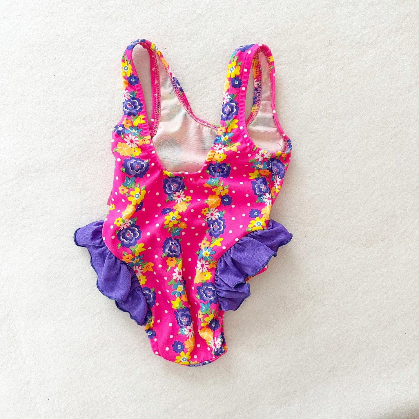 Vintage OshKosh Floral Ruffle Swimsuit: 24m? - Yellow Clover Vintage Kids Clothes