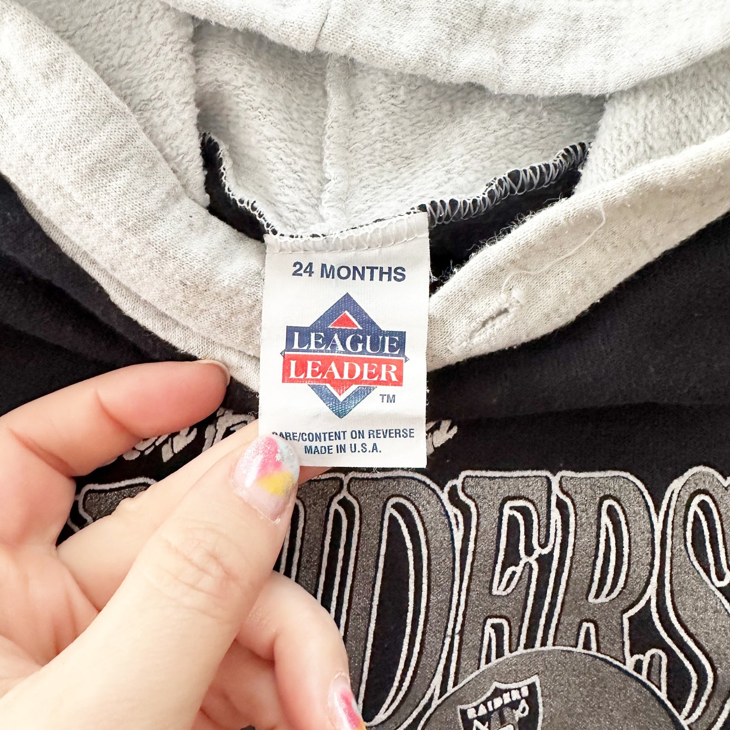 Vintage 90s Los Angeles Raiders Hooded Sweatshirt: 24m