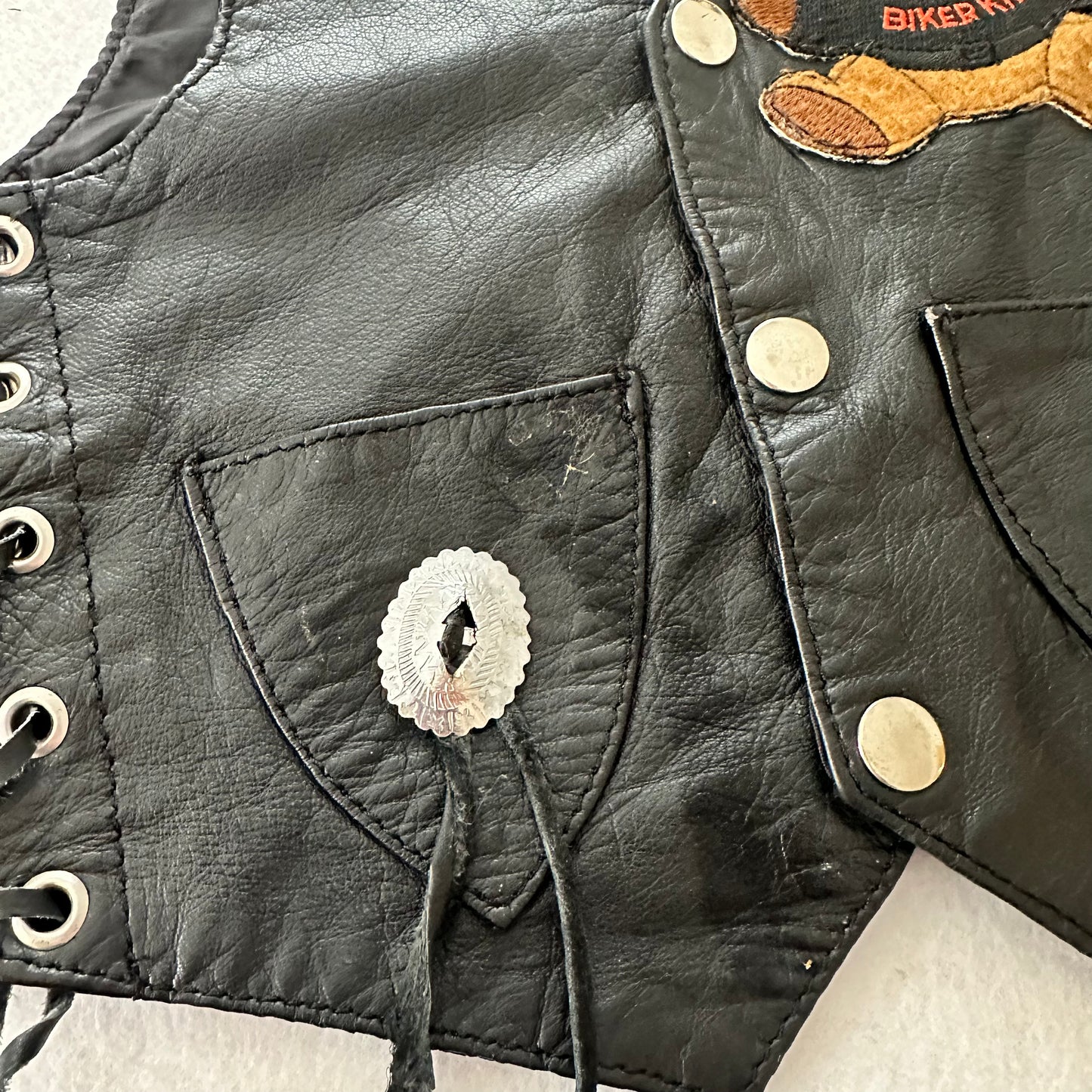 Wild Ride Faux Leather Vest: 2/3T? - Yellow Clover Vintage Kids Clothes