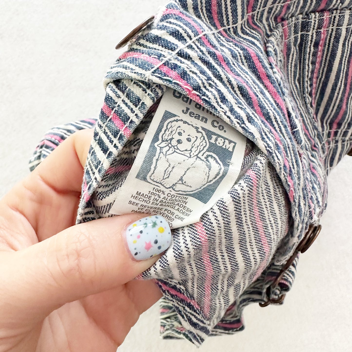 Vintage Garanimals Striped Pink Denim Shortalls: 18m - Yellow Clover Vintage Kids Clothes