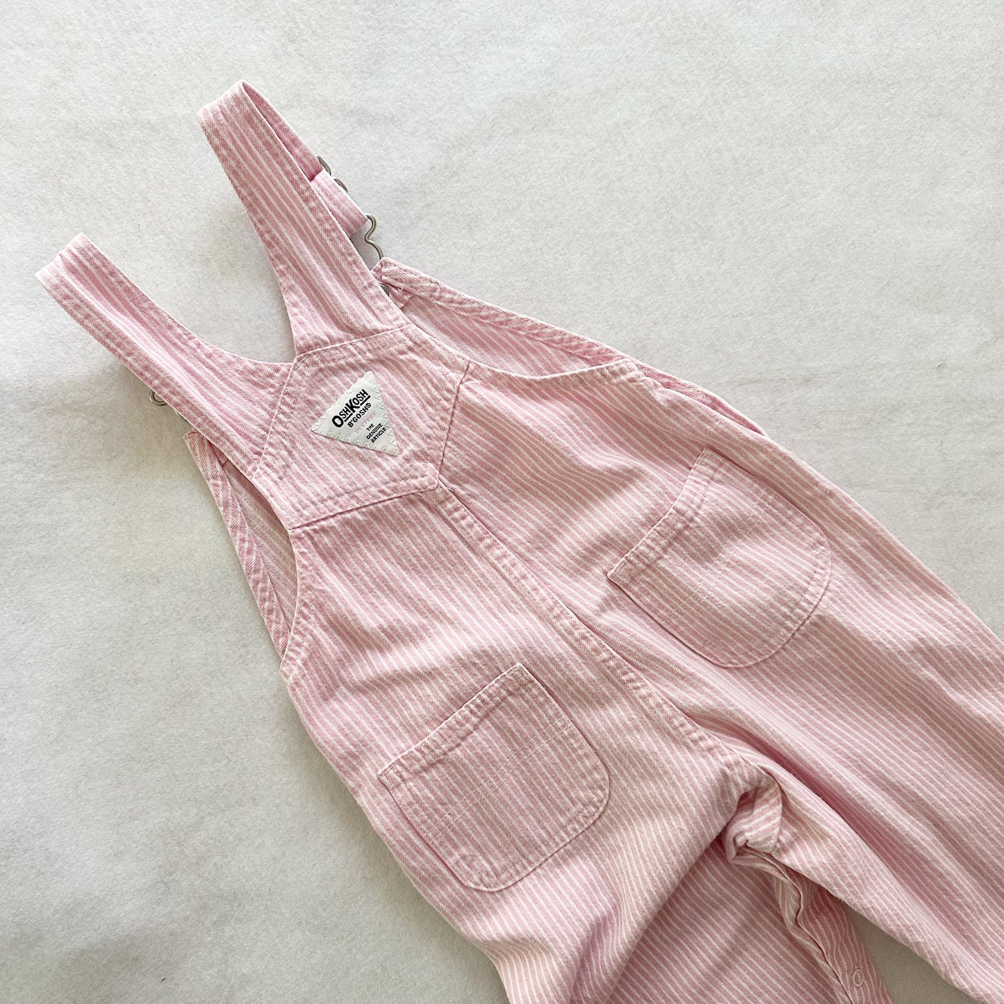 Y2K OshKosh Pink Hickory Stripe Overalls: 4T - Yellow Clover Vintage Kids Clothes