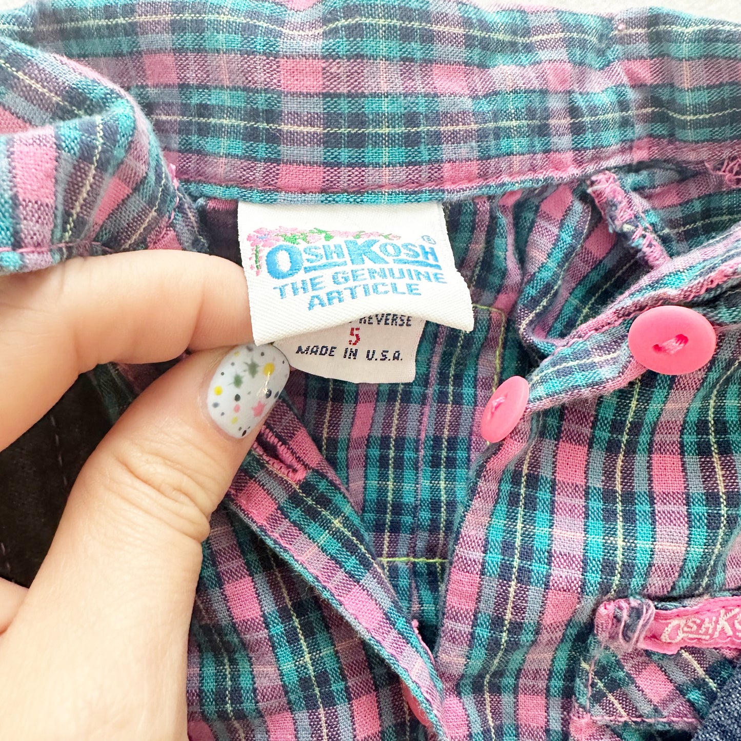 Vintage OshKosh Plaid Denim Skirtall Set: 4T/5T - Yellow Clover Vintage Kids Clothes