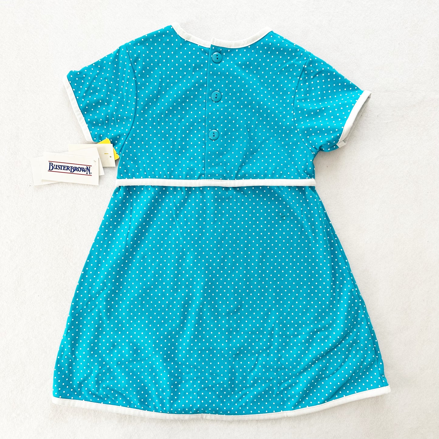 Vintage Buster Brown Flower Appliqué Dress: 6y - Yellow Clover Vintage Kids Clothes