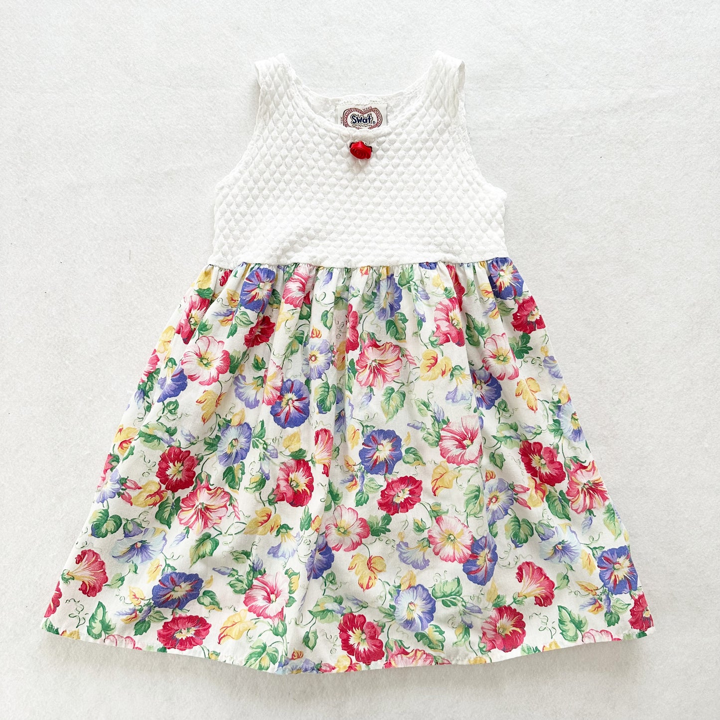 Vintage Swat Floral Dress: 4T - Yellow Clover Vintage Kids Clothes