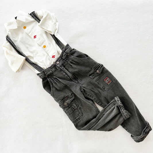 Vintage Body Gear Nature Trail Suspender Pants Set: 6y - Yellow Clover Vintage Kids Clothes