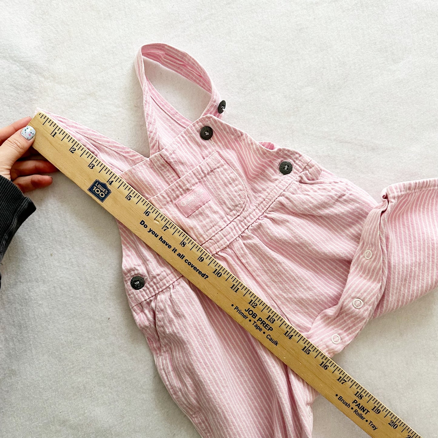 Vintage OshKosh Pink Hickory Stripe Overalls: 12m - Yellow Clover Vintage Kids Clothes