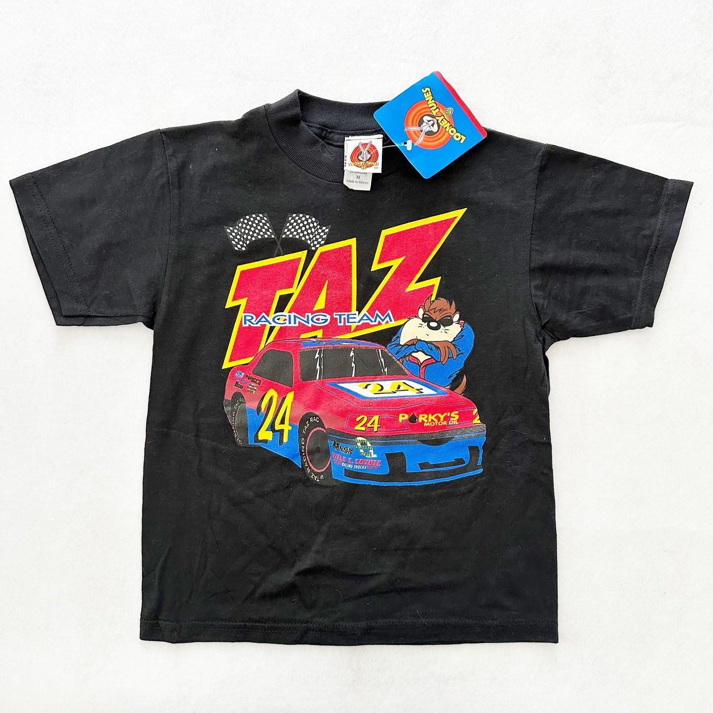 Vintage Looney Tunes Taz NASCAR Tee: 7/8y - Yellow Clover Vintage Kids Clothes