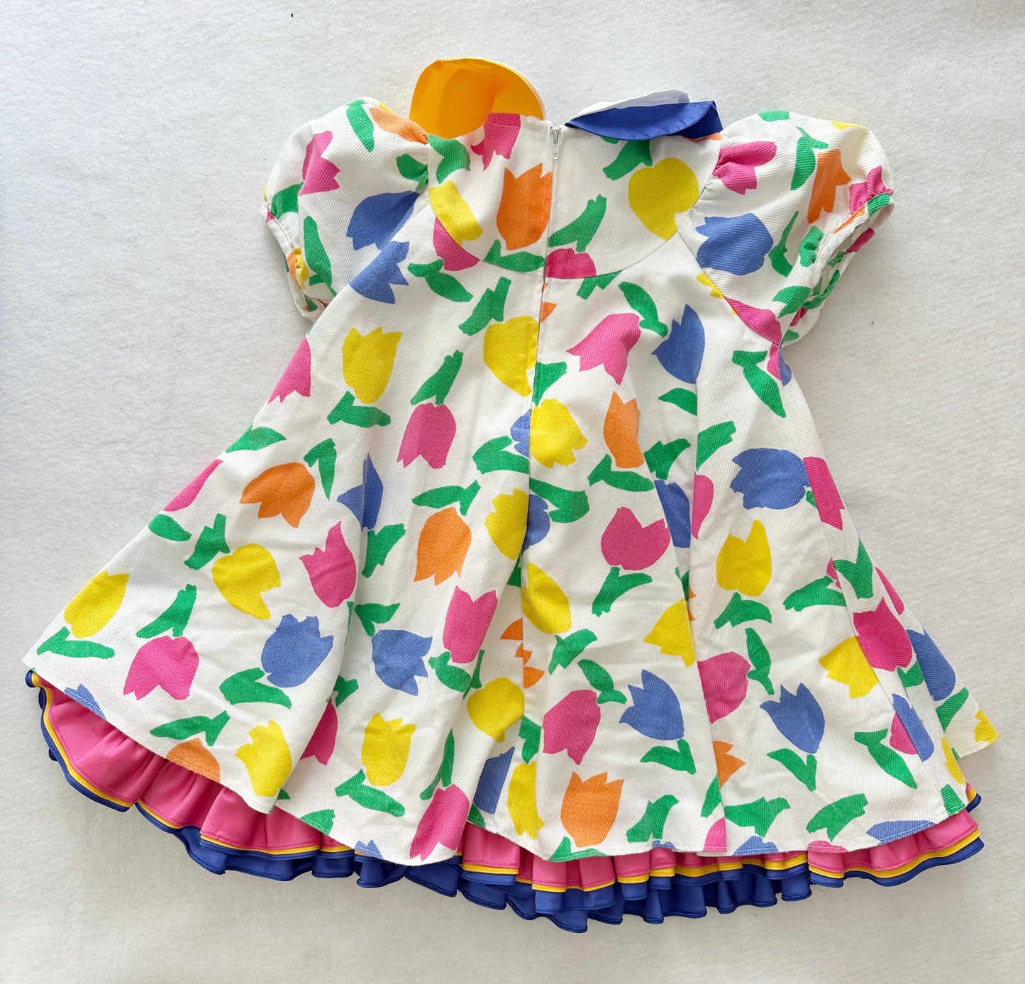 Vintage Isabella Tulip Ruffle Collared Dress: 5/6y? - Yellow Clover Vintage Kids Clothes