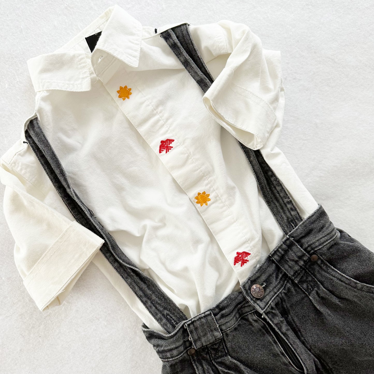 Vintage Body Gear Nature Trail Suspender Pants Set: 6y - Yellow Clover Vintage Kids Clothes