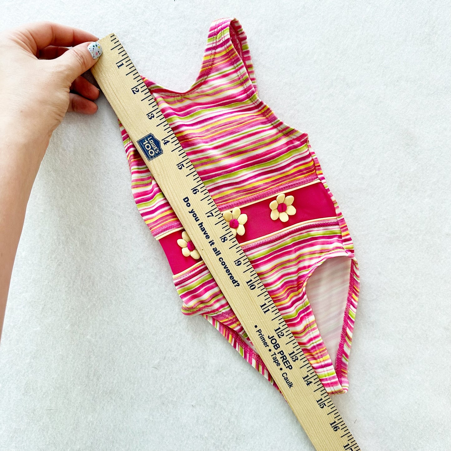 Y2K Wave Zone Striped Daisy Swimsuit: 12m