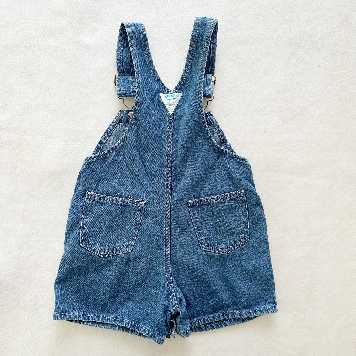 Vintage OshKosh Medium Wash Shortalls: 4T - Yellow Clover Vintage Kids Clothes