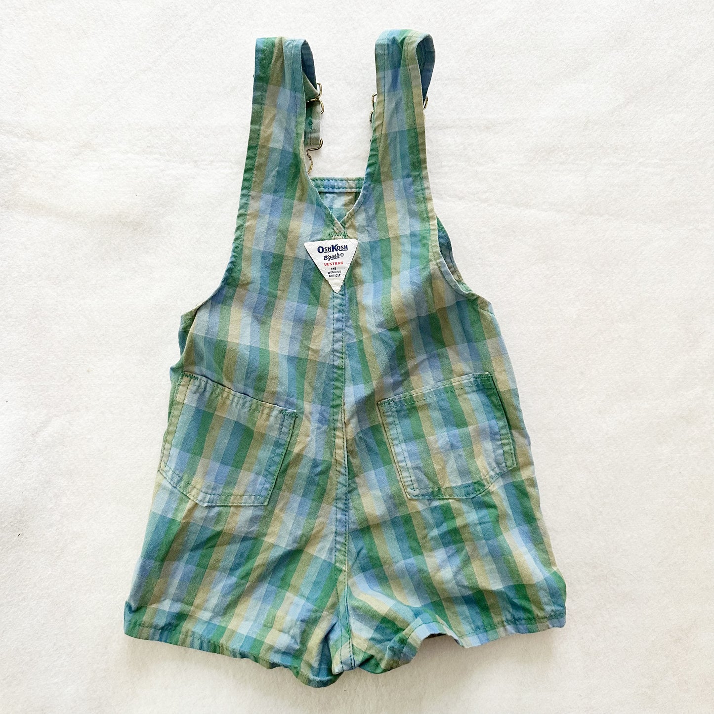 Vintage OshKosh Checkered Shortalls: 3T - Yellow Clover Vintage Kids Clothes