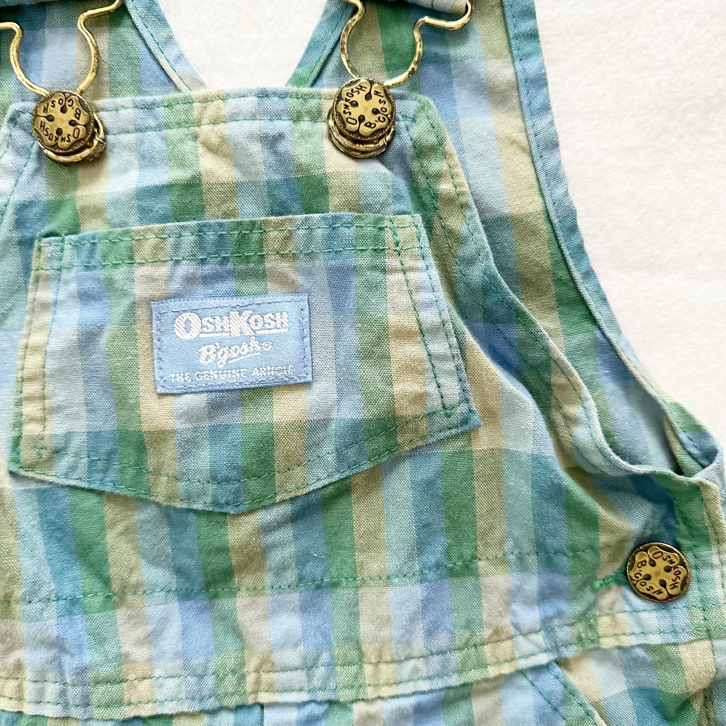 Vintage OshKosh Checkered Shortalls: 3T - Yellow Clover Vintage Kids Clothes