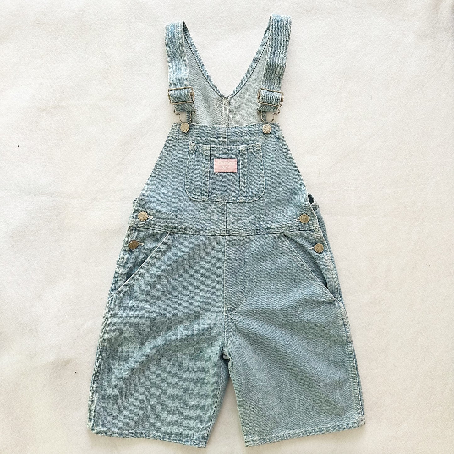 Vintage OshKosh Light Wash Denim Shortalls: 6X - Yellow Clover Vintage Kids Clothes