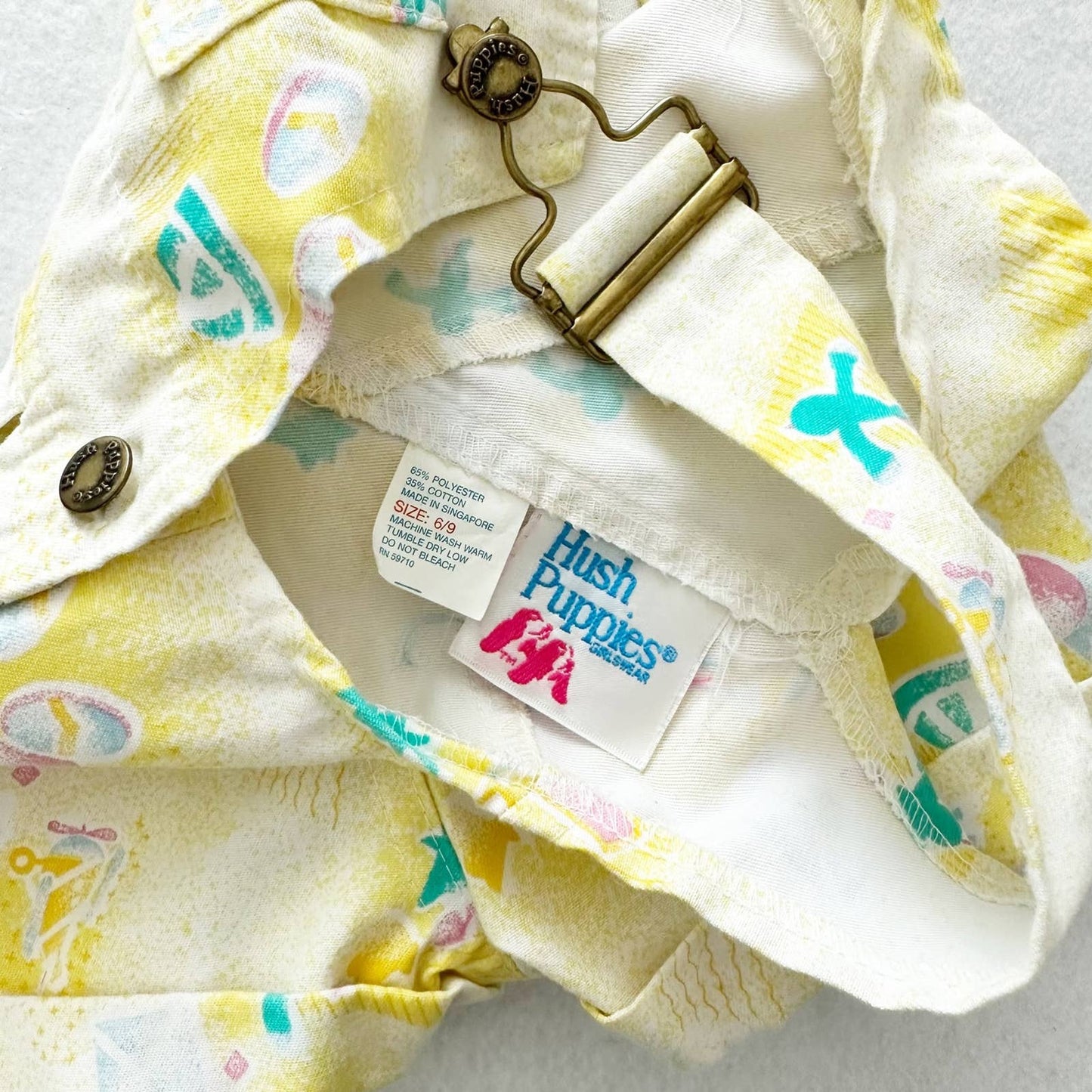 Vintage Hush Puppies Beach Print Shortalls: 9m-12m