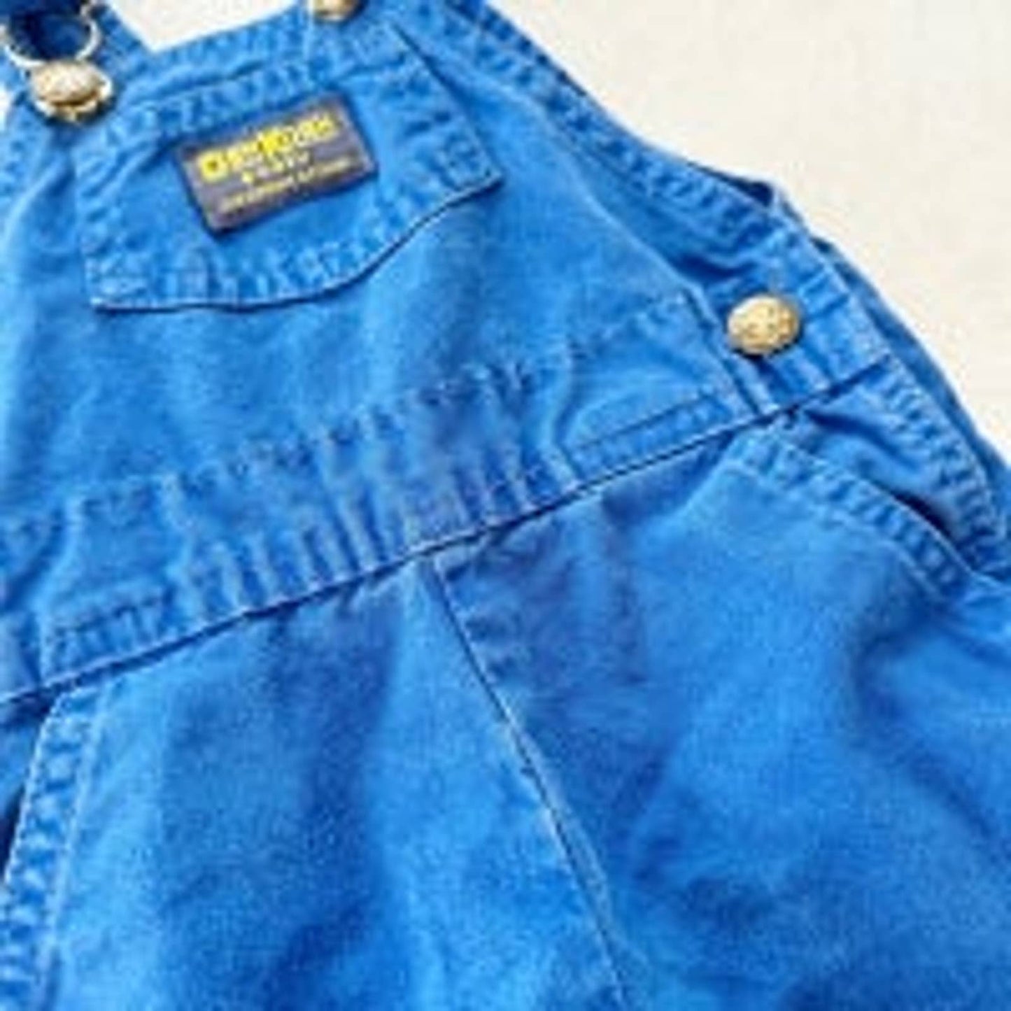 Vintage Oshkosh Solid Blue Baby Overalls: 12m - Yellow Clover Vintage Kids Clothes