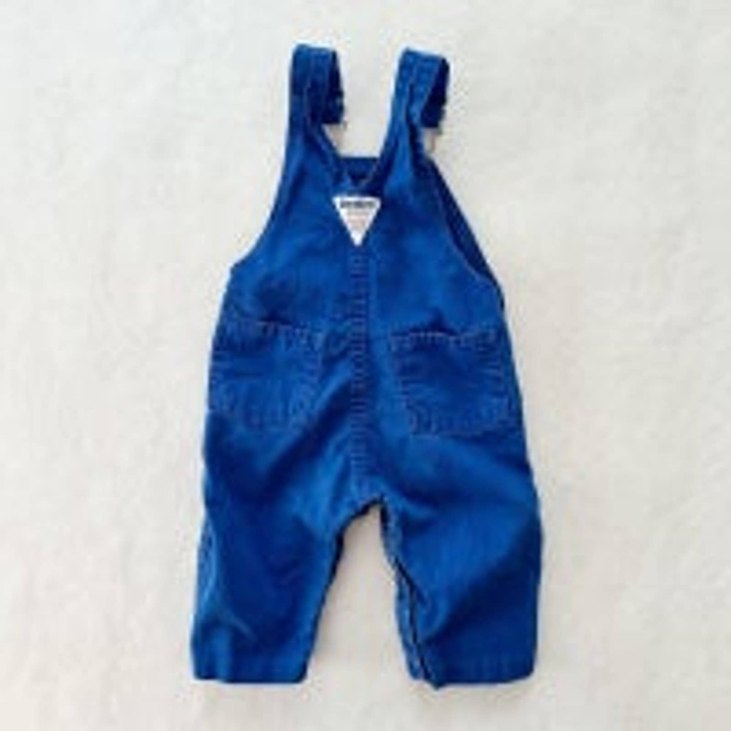 Vintage Oshkosh Solid Blue Baby Overalls: 12m - Yellow Clover Vintage Kids Clothes