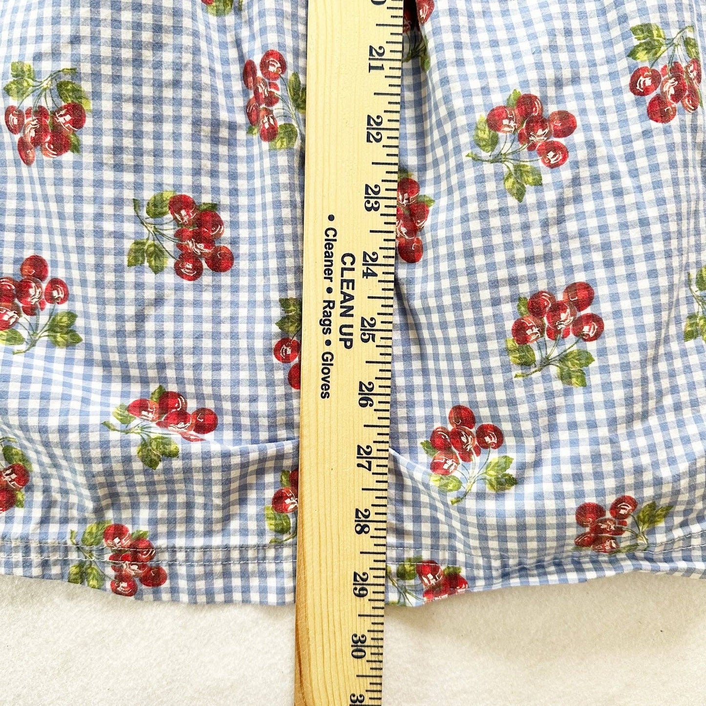 Vintage Lands’ End Cherry Gingham Print Sleeveless Dress: 6X - Yellow Clover Vintage Kids Clothes