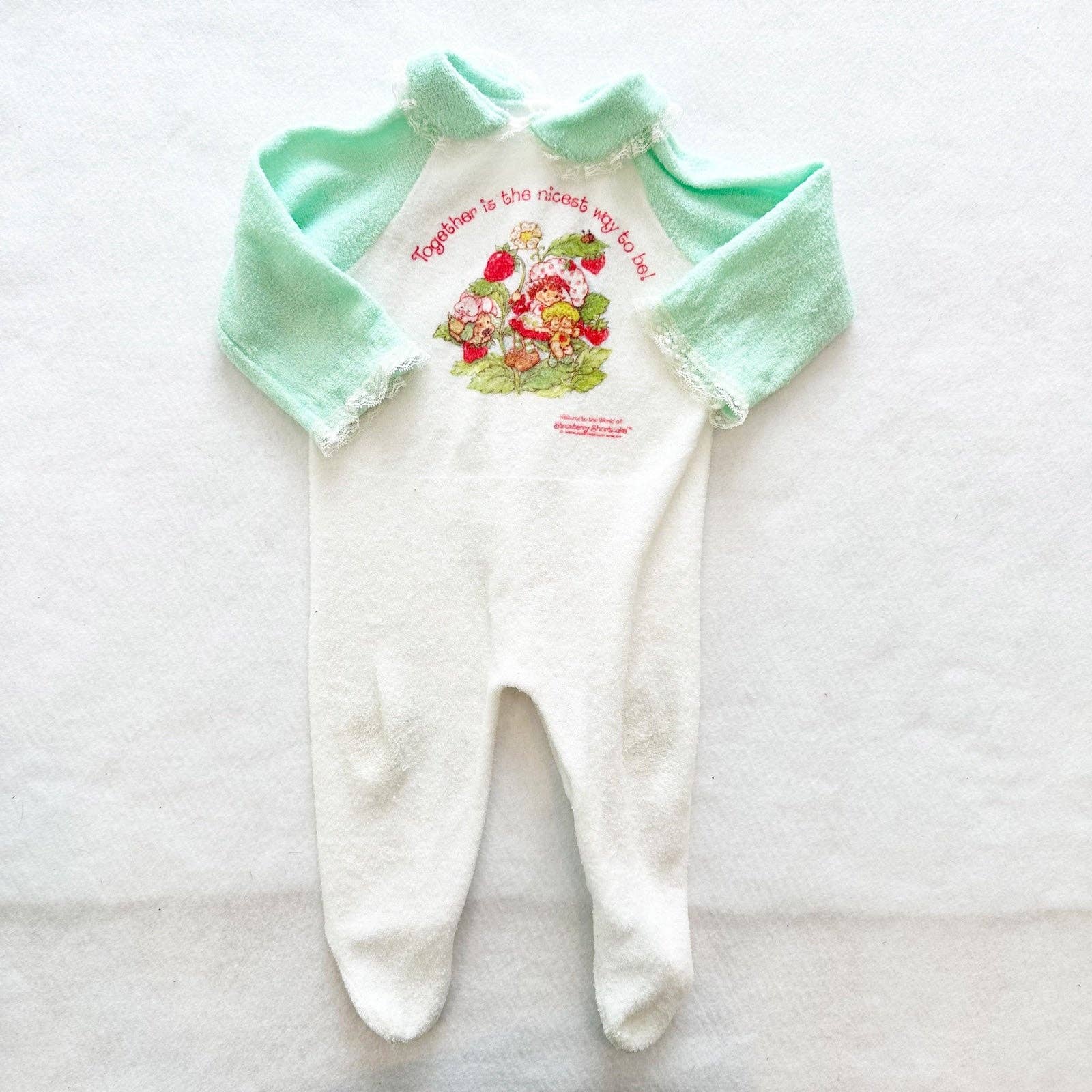 Vintage Sears Strawberry Shortcake Terry Sleeper: 6m - Yellow Clover Vintage Kids Clothes