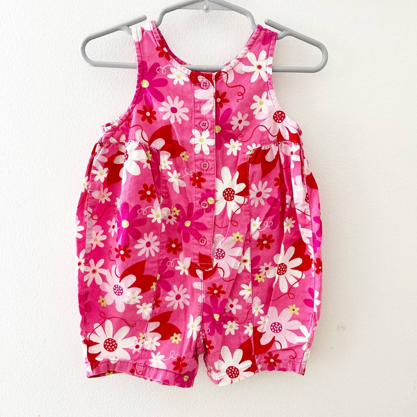 Vintage Lands’ End Flower Daisy Romper: 12m - Yellow Clover Vintage Kids Clothes