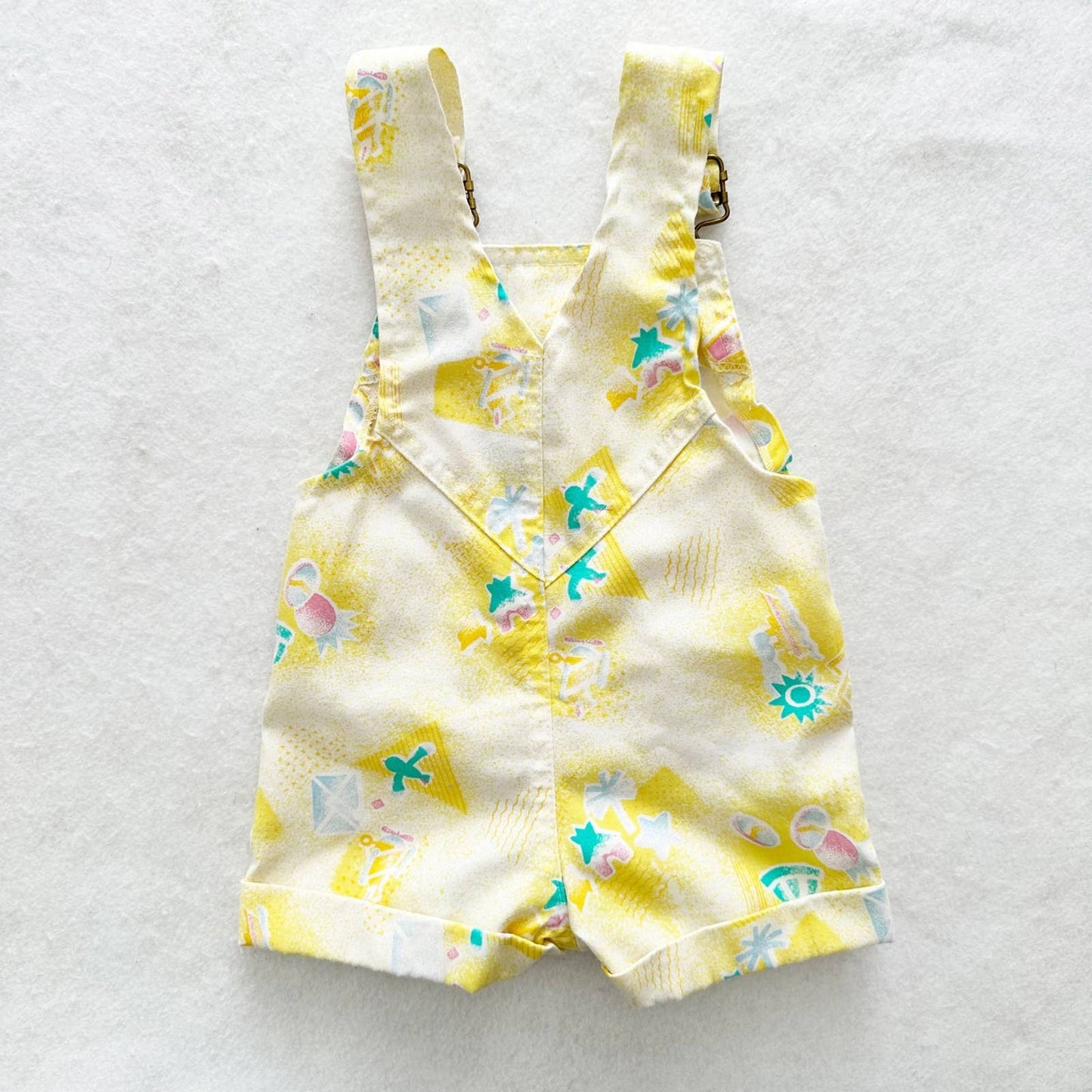 Vintage Hush Puppies Beach Print Shortalls: 9m-12m