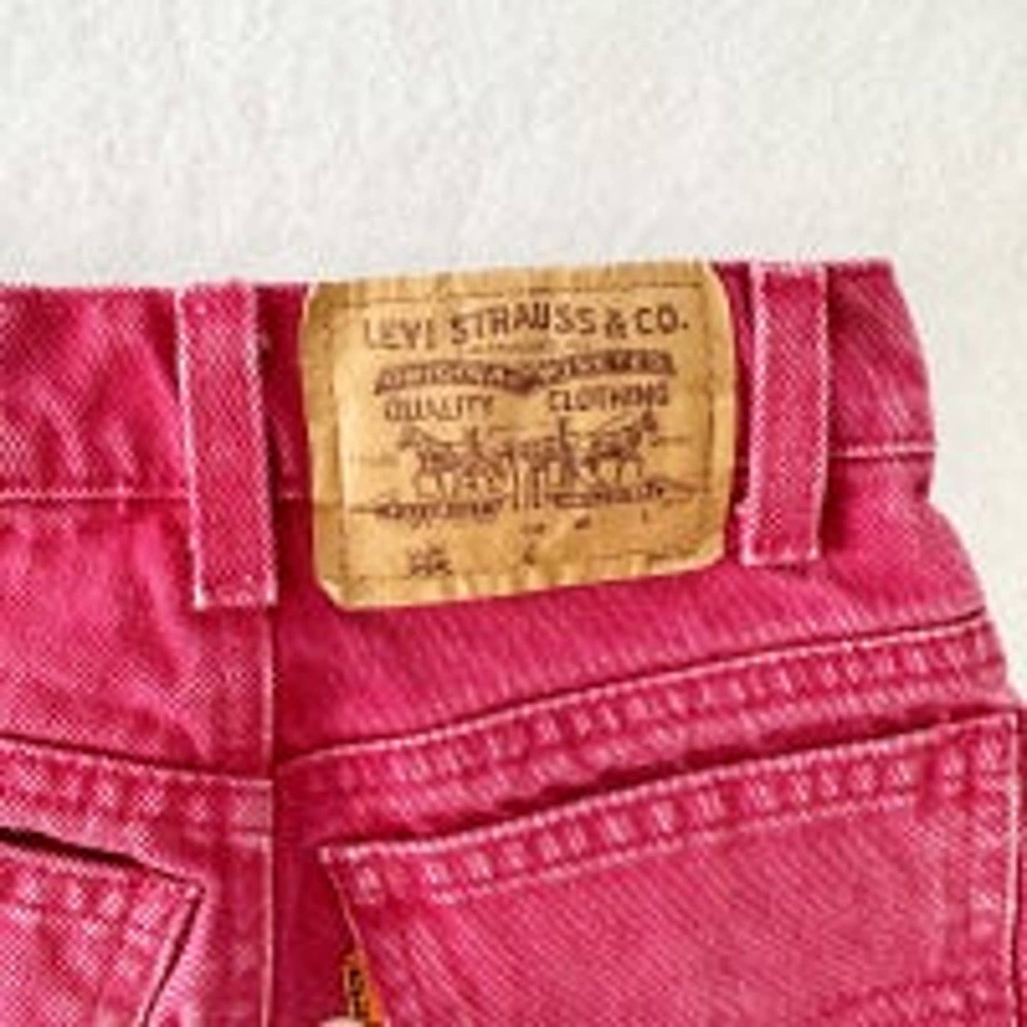 Vintage Darker Red Wash Denim Orange Tab Levi’s Shorts: 6y - Yellow Clover Vintage Kids Clothes