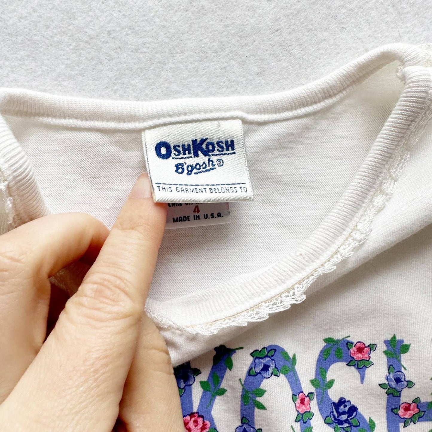 Vintage OshKosh Floral Graphic Long Sleeve Tee: 4-6y? - Yellow Clover Vintage Kids Clothes