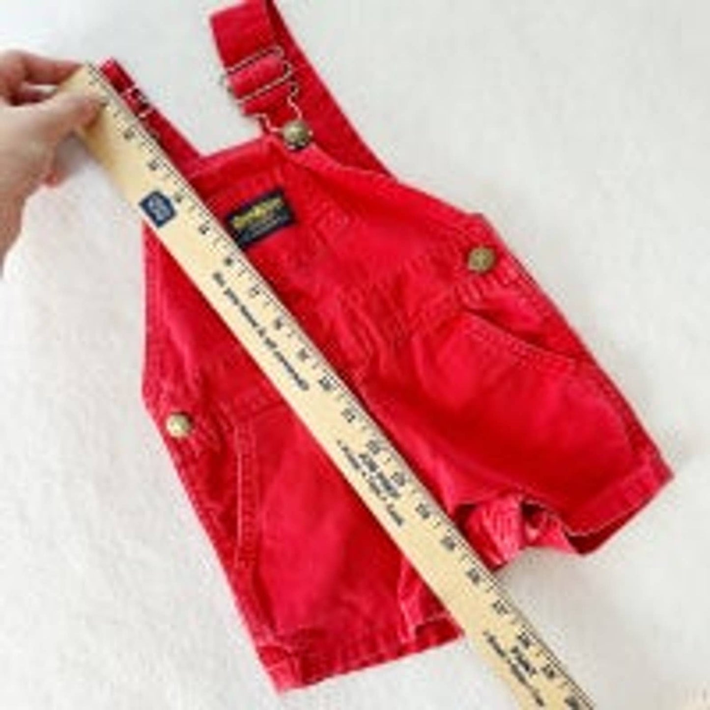 Vintage OshKosh Red Shortall Overalls: 12m