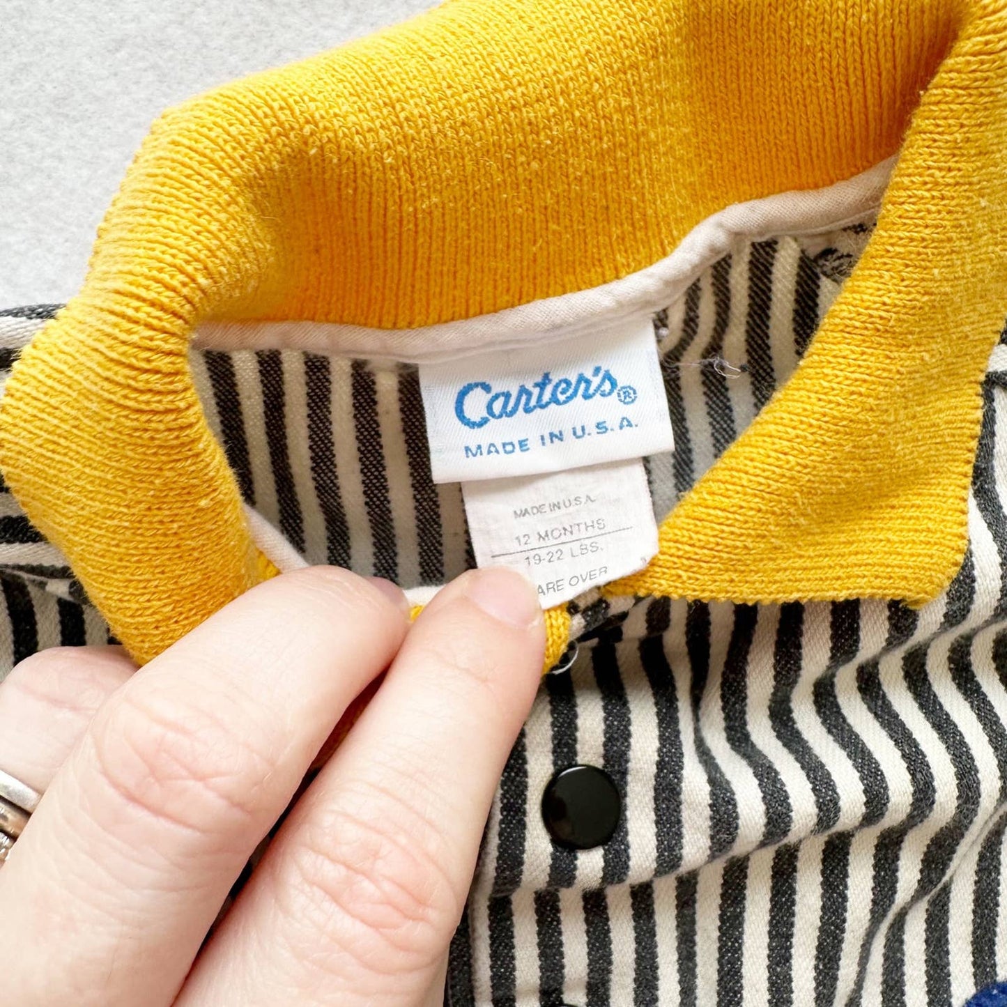Vintage Carter’s Striped Numbers Jumpsuit Romper - Yellow Clover Vintage Kids Clothes