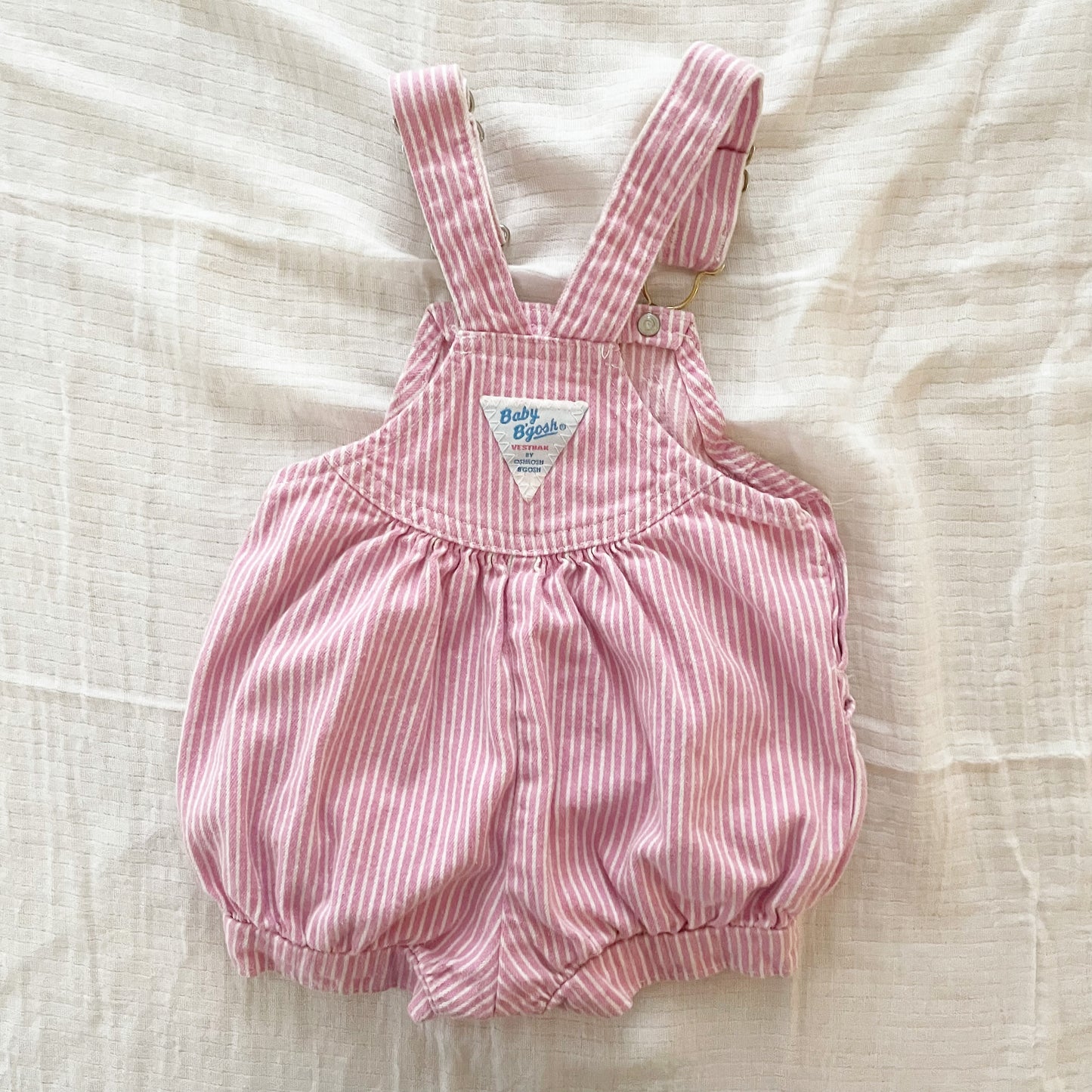 Baby B’gosh Pink Hickory Buckle Bubble Romper - Yellow Clover Vintage Kids Clothes