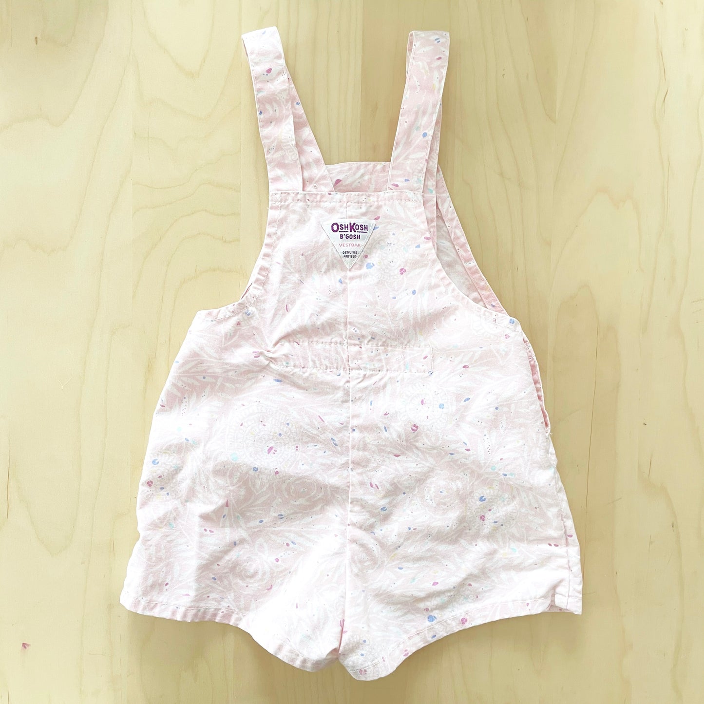 OshKosh Floral Medallion Print Sample Shortalls - Yellow Clover Vintage Kids Clothes