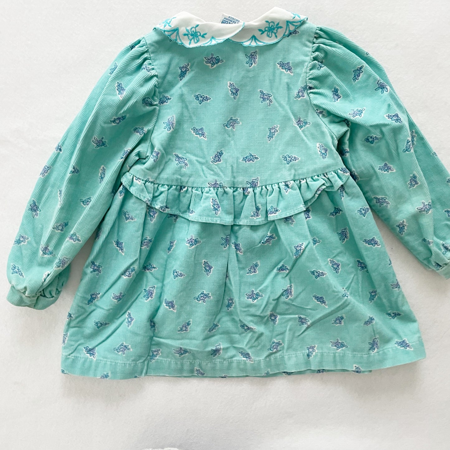 OshKosh Floral Cord Collared Dress - Yellow Clover Vintage Kids Clothes