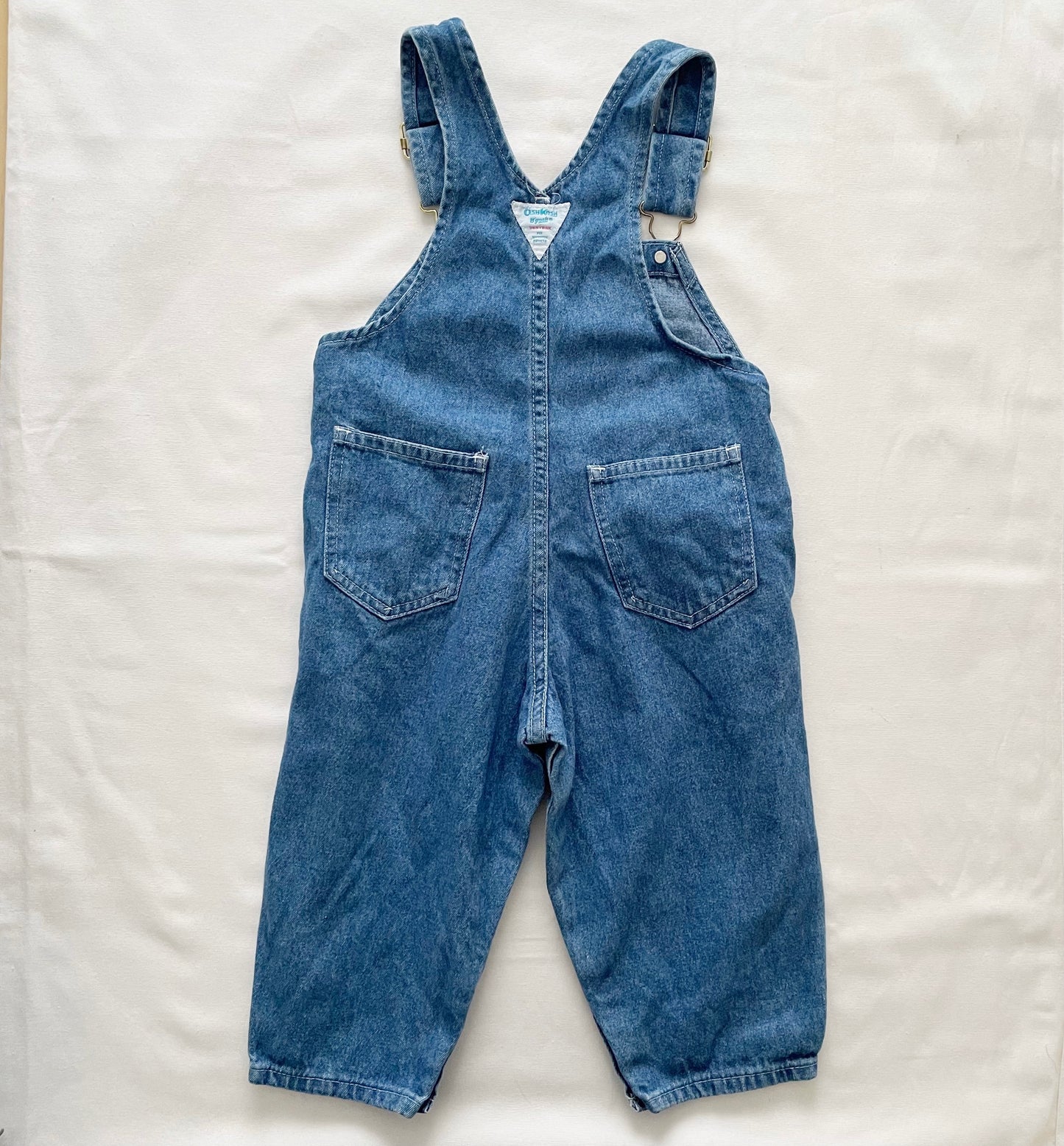 OshKosh Medium Wash Denim Overalls - Yellow Clover Vintage Kids Clothes