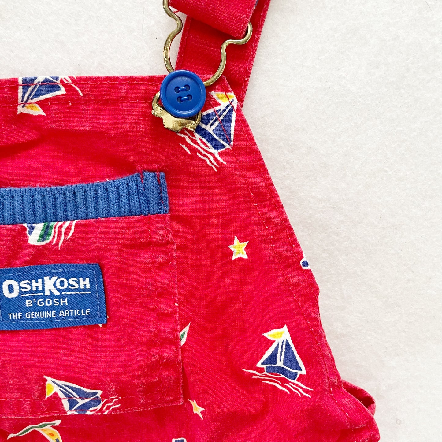OshKosh Sailboat Shortalls - Yellow Clover Vintage Kids Clothes