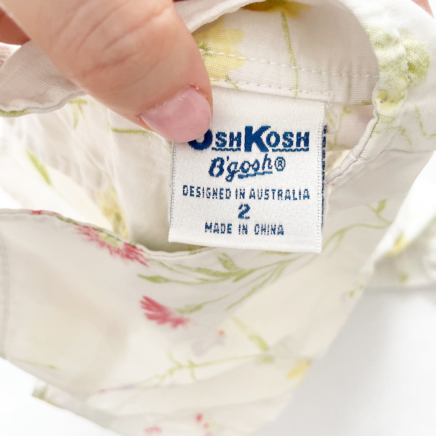OshKosh White Floral Dress - Yellow Clover Vintage Kids Clothes