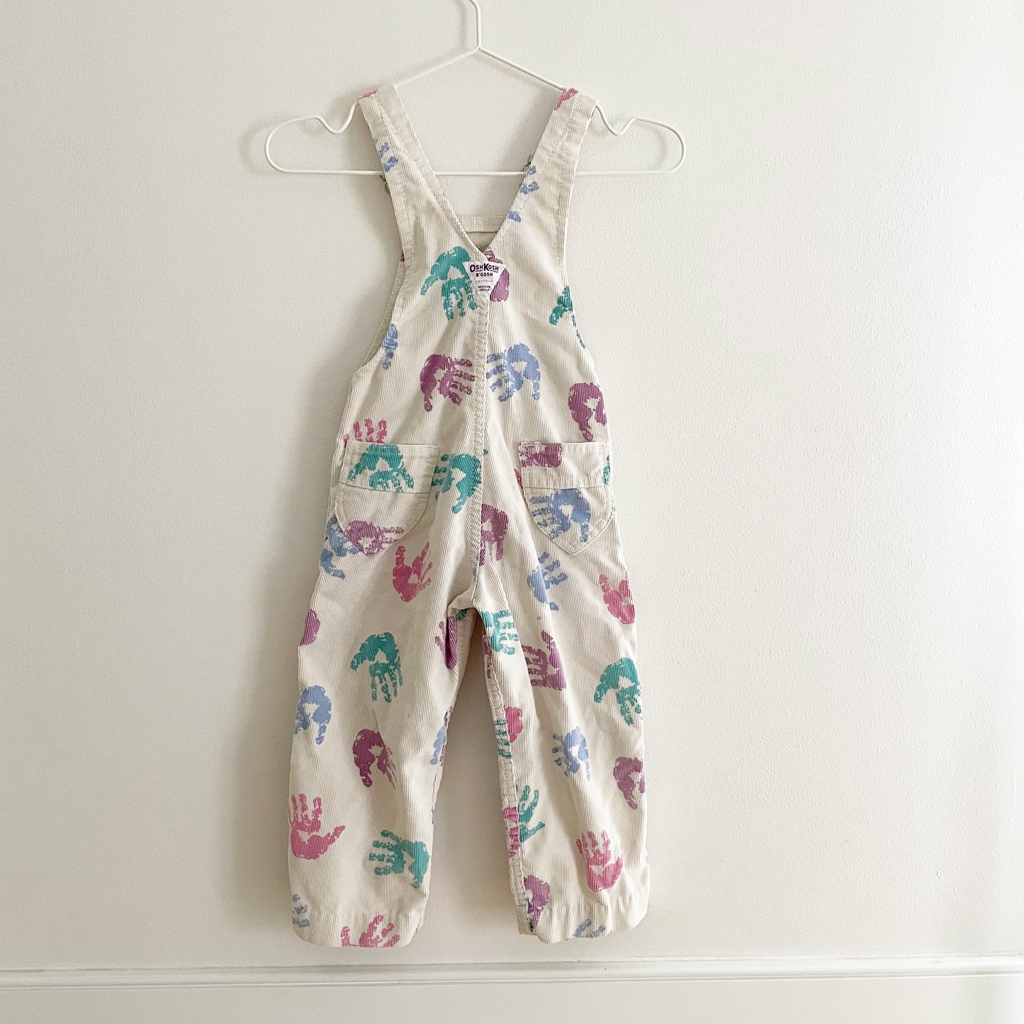 OshKosh Handprint Cord Overalls - Yellow Clover Vintage Kids Clothes