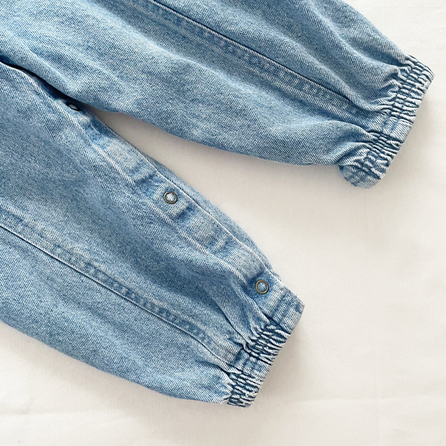 OshKosh Denim Logo Trim Bubble Overalls - Yellow Clover Vintage Kids Clothes