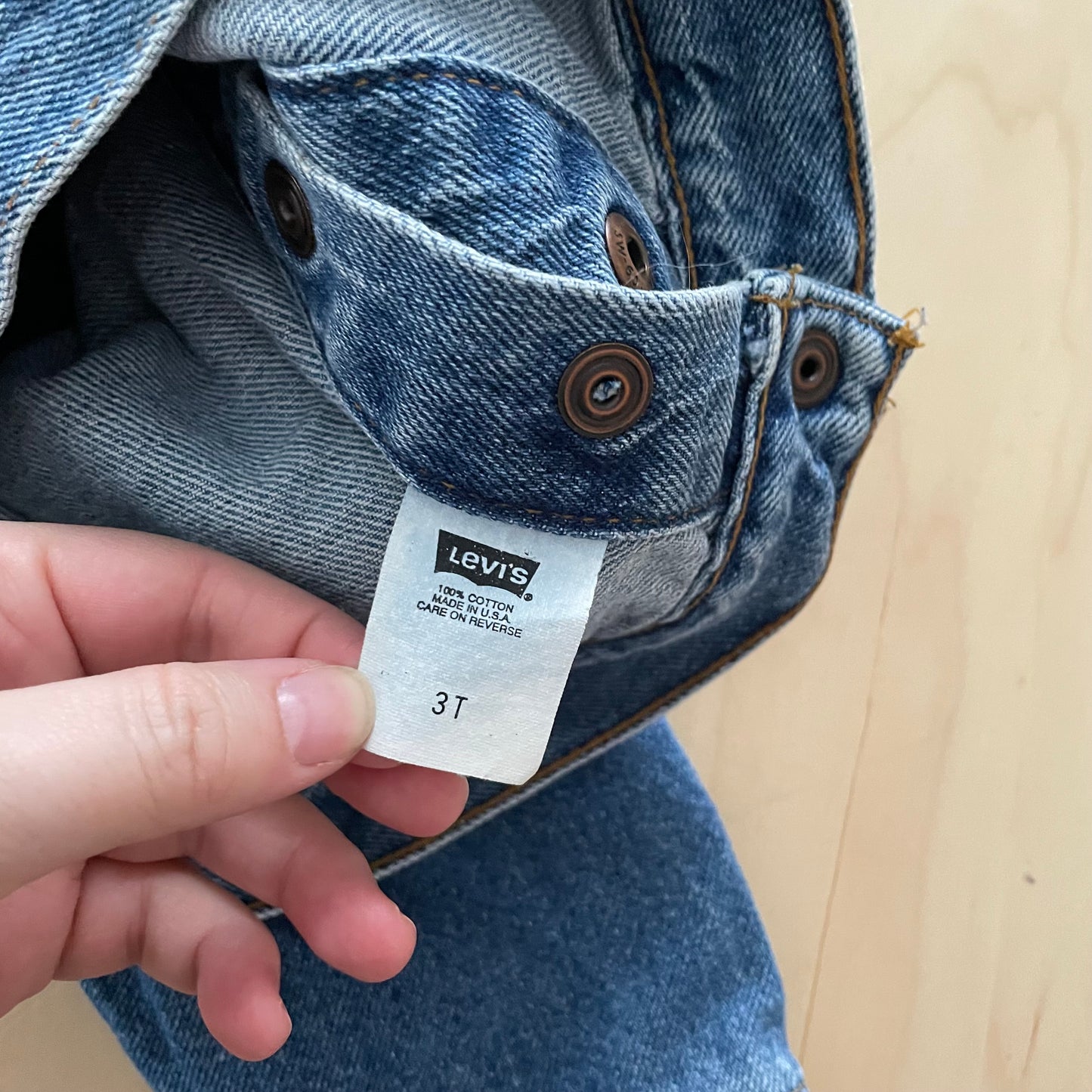 Levi’s Medium Wash White Tab Jacket - Yellow Clover Vintage Kids Clothes