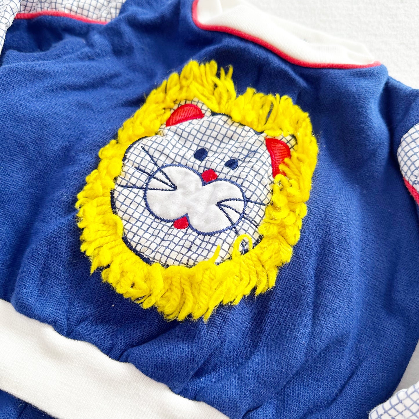 Doe Spun Lion Grid Sweatshirt Set - Yellow Clover Vintage Kids Clothes