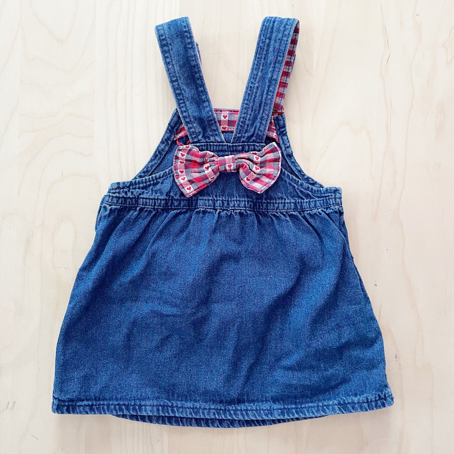 Vintage OshKosh Heart Woven Plaid Bow Back Skirtall