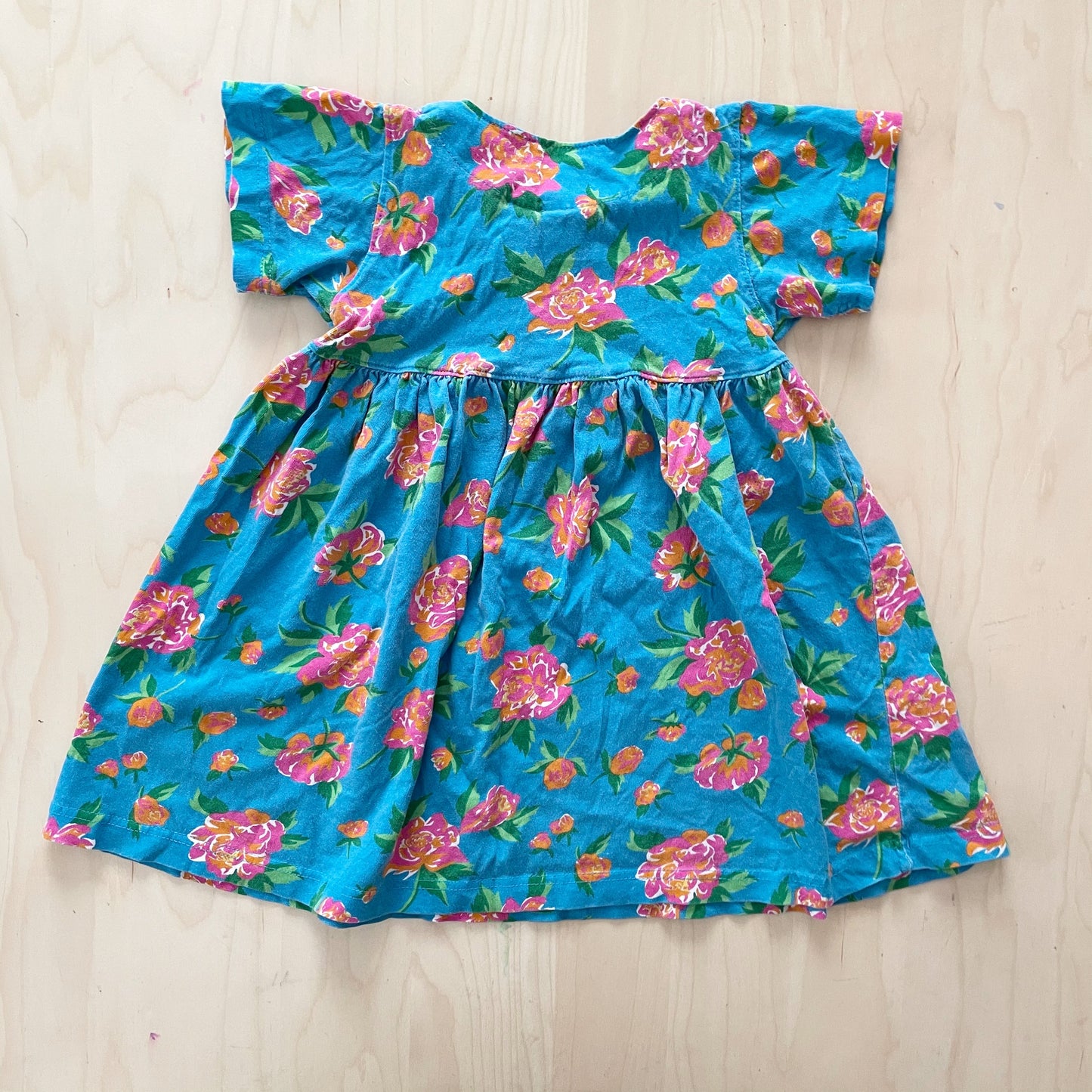 Vintage Bold Floral Jersey Dress - Yellow Clover Vintage Kids Clothes