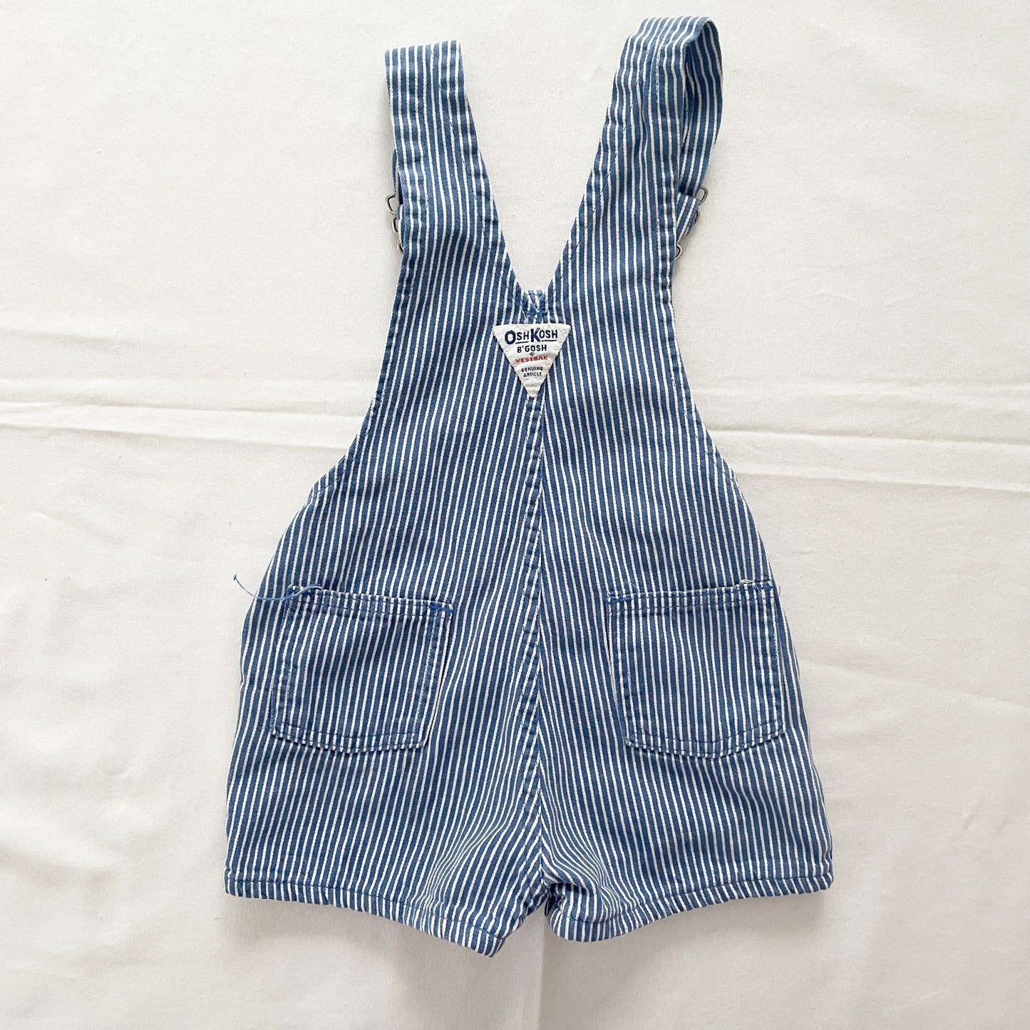 OshKosh Blue Hickory Stripe Shortalls - Yellow Clover Vintage Kids Clothes