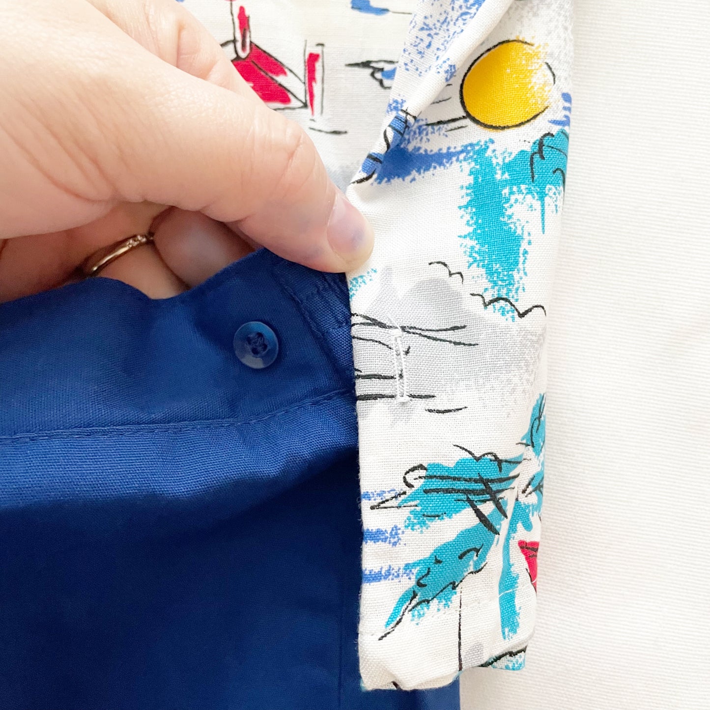 Beach Print Button Up Shirt Set • 3T - Yellow Clover Vintage Kids Clothes
