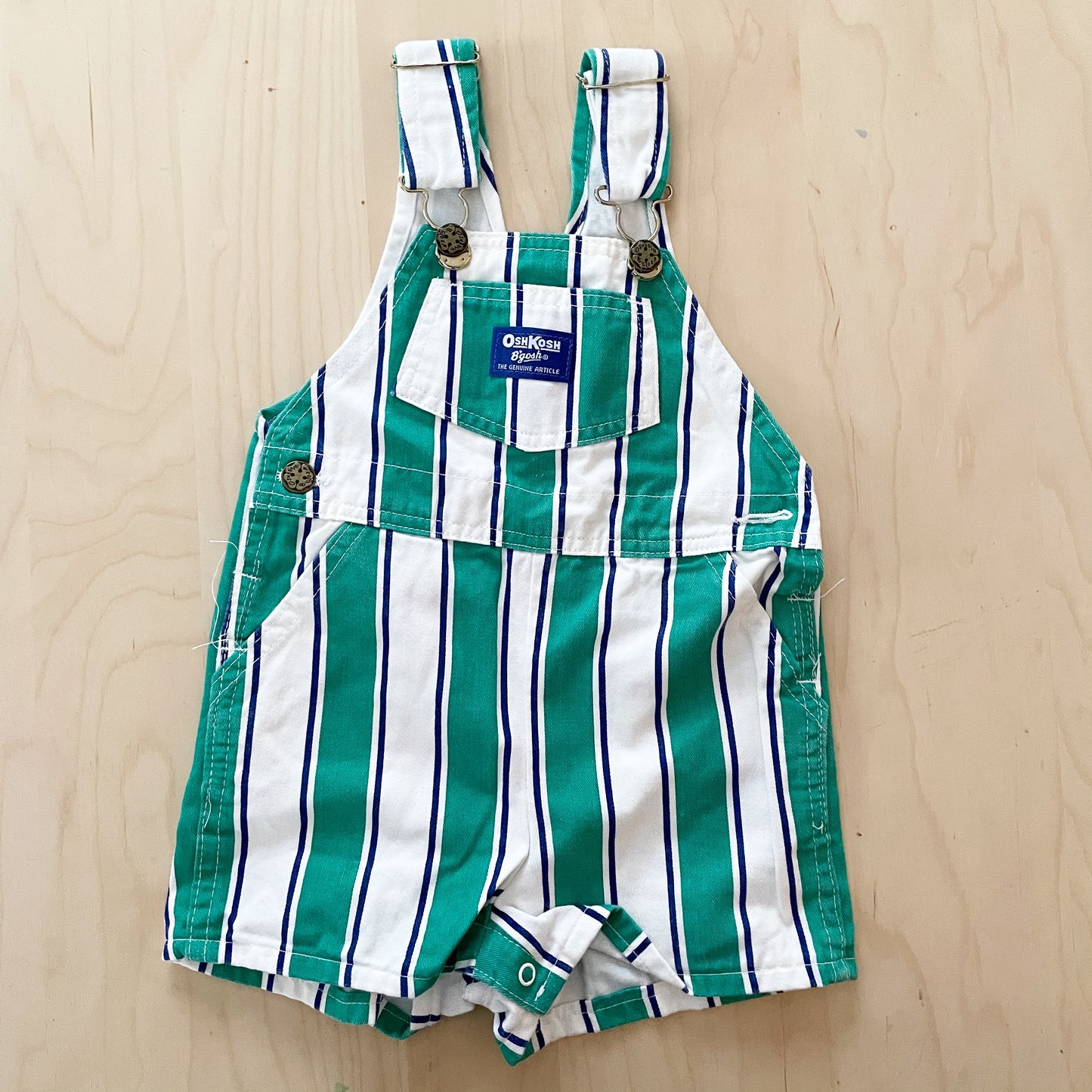 OshKosh Green Wide Stripe Shortalls