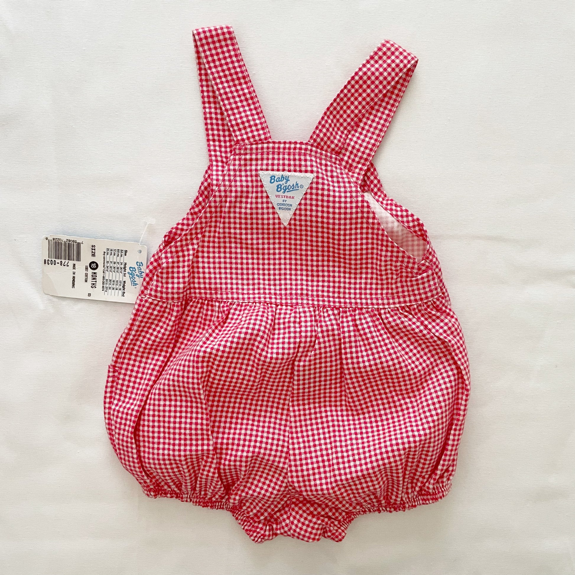 Baby B’gosh Red Pink Gingham Check Bubble - Yellow Clover Vintage Kids Clothes