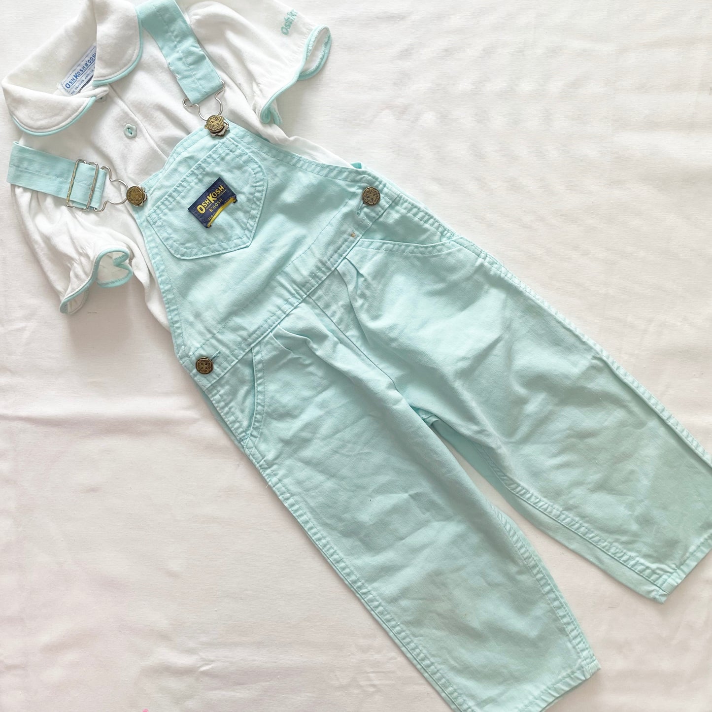 OshKosh Mint Blue Classic Cut Overalls Set