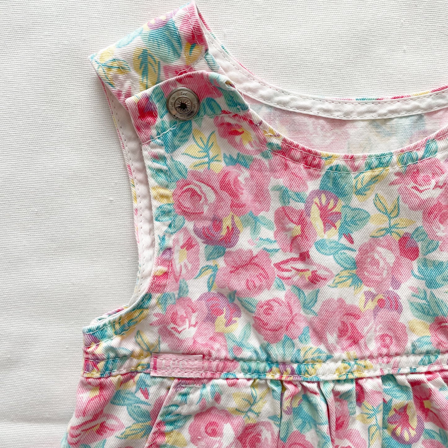 Lee Floral Print Pinafore Dress • 2T - Yellow Clover Vintage Kids Clothes