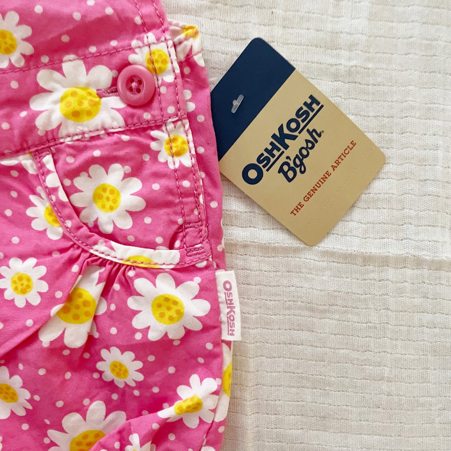 OshKosh Pink Daisy Print Romper - Yellow Clover Vintage Kids Clothes