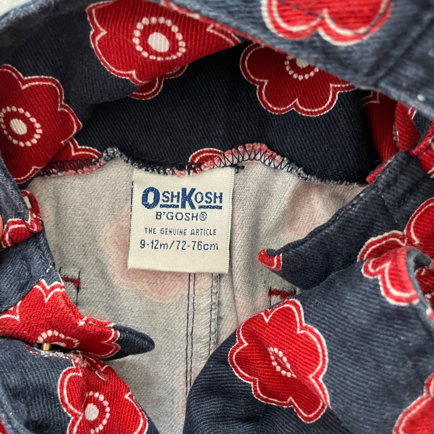 OshKosh Red Floral Overalls - Yellow Clover Vintage Kids Clothes